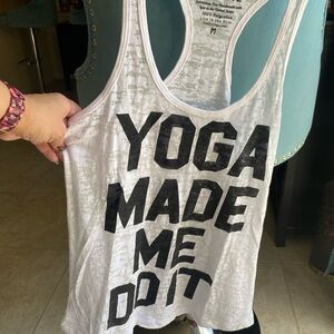 Brand new Namaste burnout white racer back tank top never worn no tags.